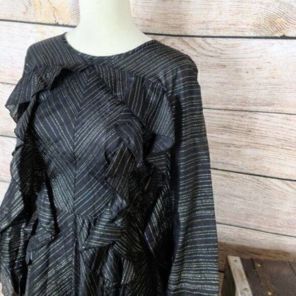 NWT BCBGMAXAZRIA Metallic Ruffle Dress XS - Picture 2 of 5